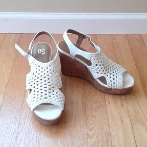 White wedge sandals